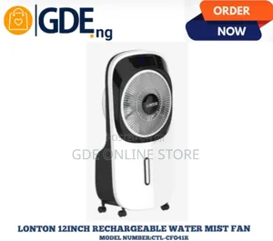 Lontor 12" Fan Mai Sake Yin Caji Mai Fesa Ruwa