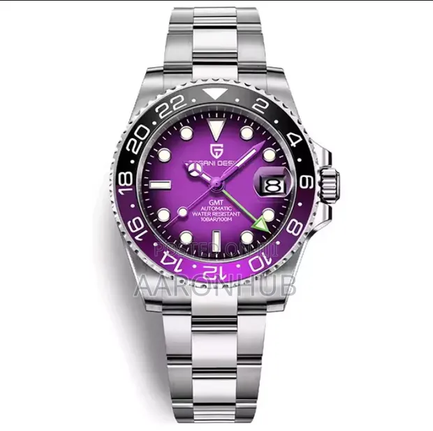 Luxury Purple Dial GMT Automatic Men's Wristwatch - 1
