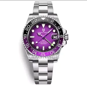 Luxury Purple Dial GMT Automatic Men's Wristwatch