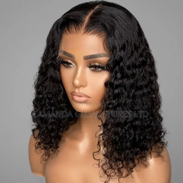 Brazilian Deep Wave Short Bob Transparent Lace Front Human Hair Wig - 1
