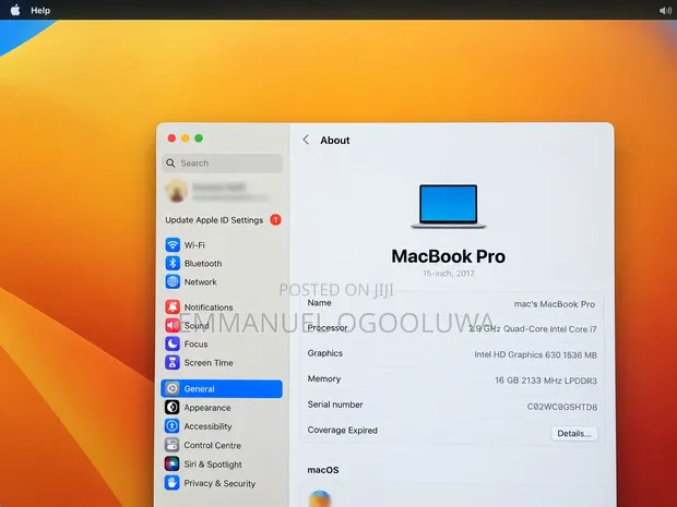 Apple MacBook Pro 2017 16GB RAM, 500GB SSD - 1