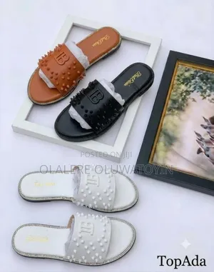 New Women's Leather Slippers - White