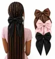 Satin Hair Bowties da aka yi da hannu - Baki - 1