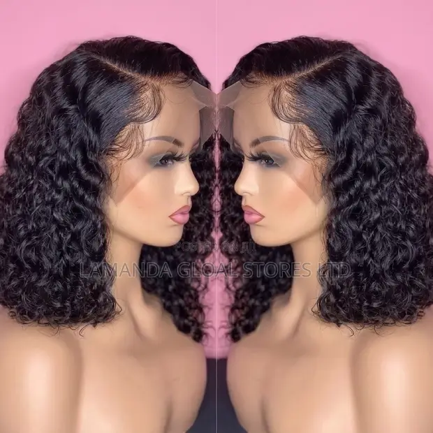 Short Deep Wave Curly Bob Lace Front Wig - 1