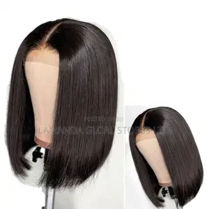 Short Straight Blunt Cut Middle Part Bob Lace Front Wig