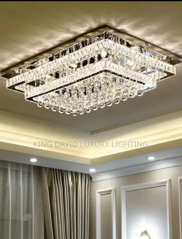 Modern Rectangular Crystal Flush-Mount Ceiling Light - 1