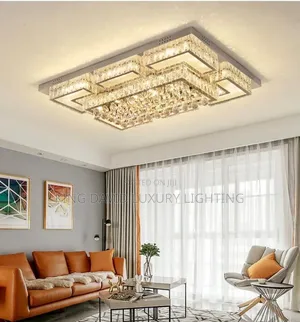 Jiayoor Modern Rectangular Crystal Flush Mount Chandelier