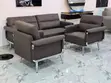 Luxury 3-Piece Living Room Set - Brown Faux Leather - 1