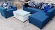 Brand New L Shape Sofa Set with Centre Table - Blue - 1
