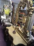 Elegant Gold Console Table with Matching Wall Mirror - 1