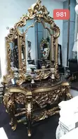 Elegant Gold Console Table with Matching Wall Mirror - 2
