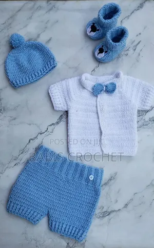 Handmade Crochet Baby Dress Set - Boys