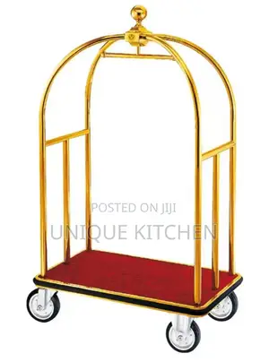 Hotel Luggage Trolley - Gold Finish