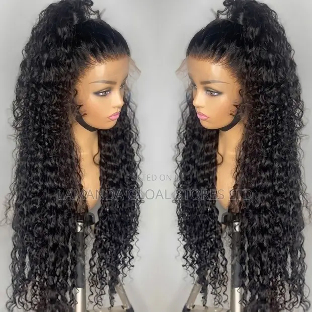 Long Deep Wave Curly Lace Front Human Hair Wig - 1