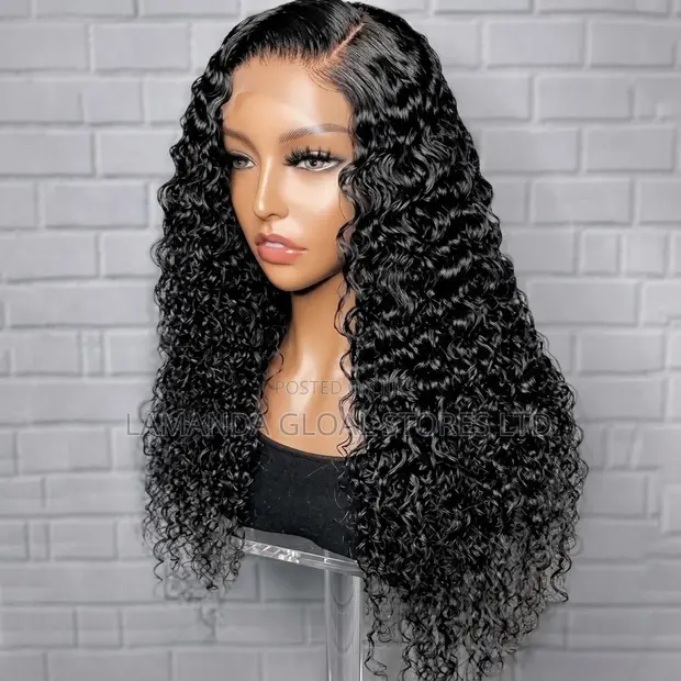 Long Kinky Curly Side Part HD Lace Front Human Hair Wig - 1