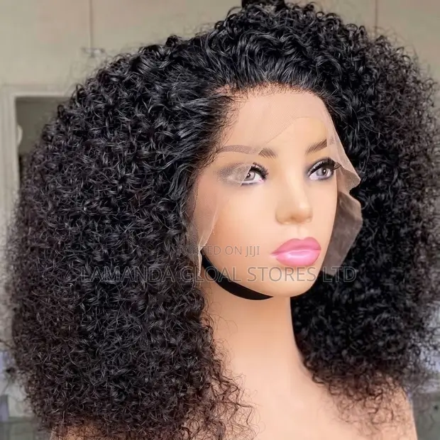Short Afro Kinky Curly Bob Lace Front Human Hair Wig - 1