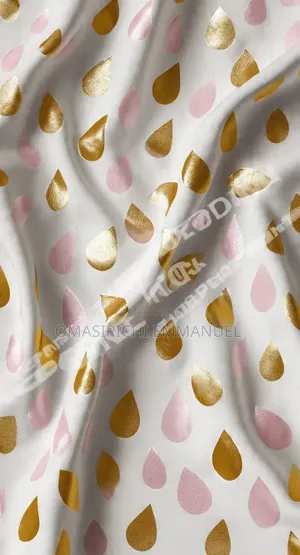 Luxury Teardrop Foil Fabric Design File - Gold, Pink, White