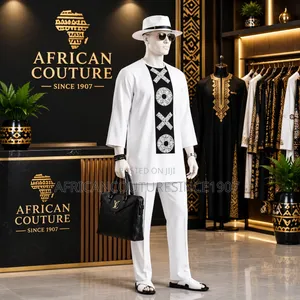 Men's African Couture Since 1907 Cotton White Round Neck