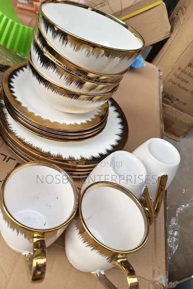 16pcs Ceramic Dinner Set - Gold - 1