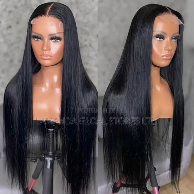 Long Silky Straight Middle Part HD Lace Front Human Hair Wig - 1