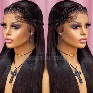 Long Straight HD Lace Front Human Hair Wig with Braided Headband