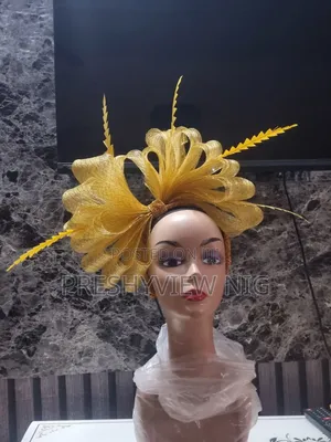 Handmade Golden Fascinator Hat
