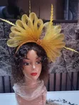 Handmade Golden Fascinator Hat - 1