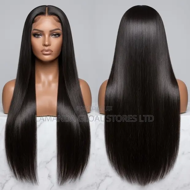 Long Bone Straight Middle Part HD Lace Front Human Hair Wig - 1