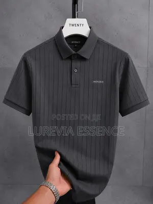 Men's Monsed Textured Stripe Polo Shirt