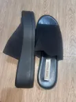 Steve Madden Slinky Black Fabric Platform Wedge Slides - Brand New - 3
