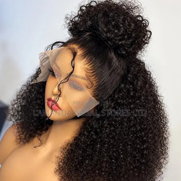 Long Kinky Curly 360 Full Lace Human Hair Wig - 1