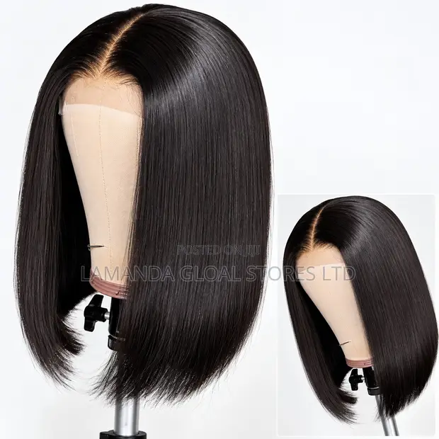 Short Straight Middle Part HD Lace Front Bob Wig - 1