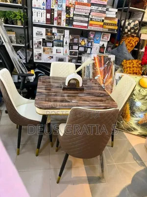 4-Seater Marble Dining Table with Chairs