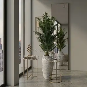 Large Artificial Flower Tree in Gold Abstract Ceramic Vase