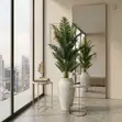 Large Artificial Flower Tree in Gold Abstract Ceramic Vase - 2