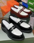 White and Black Leather Loafers - 1