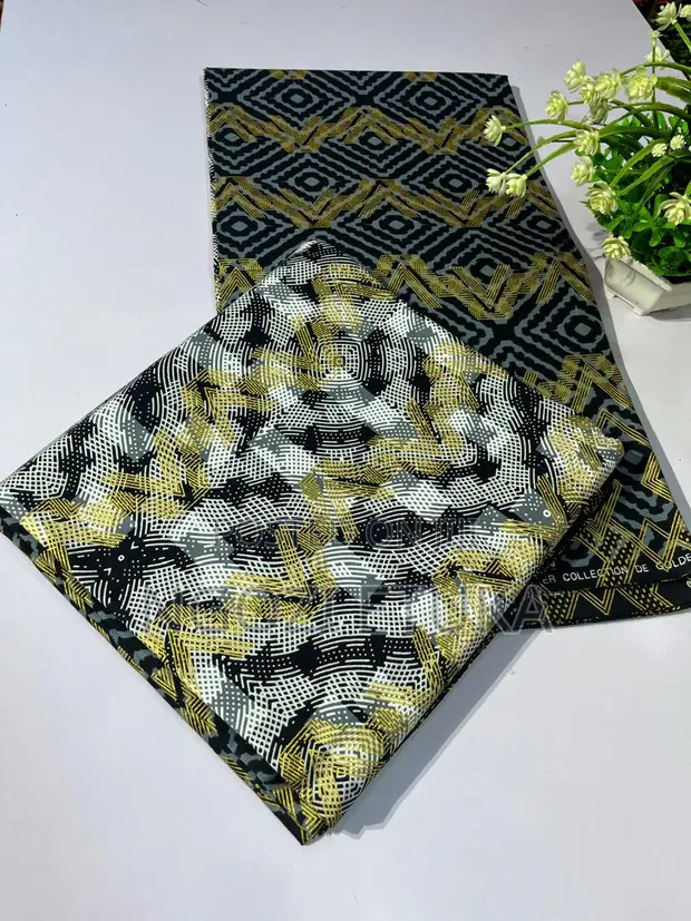 Gold Embellished Mix and Match Kente Fabric (4 & 2 Yards) - 1