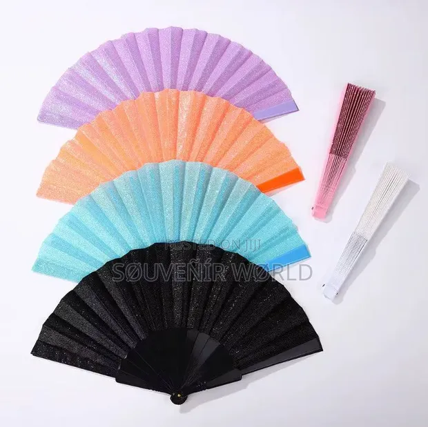 Glitter Foldable Hand Fan Dozen - 1