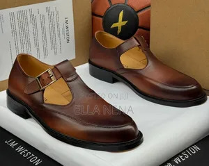 J.M. Weston Men's Classic Leather Buckle Shoes - Brown