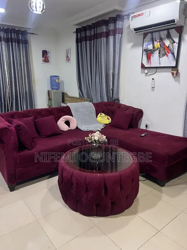 L Shape Sofa with Tinted Glass Coffee Table - 1