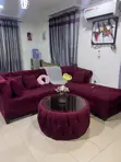 L Shape Sofa with Tinted Glass Coffee Table - 1