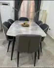 Teburin Cin Abinci na Marbel da aka Shigo da shi tare da Kujeru 6 - 2