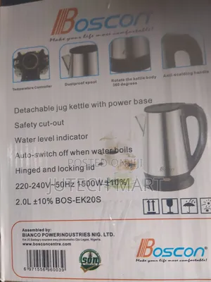 Boscon Electric Jug Kettle 2L | Fast Boiling | Anti-Scald Handle