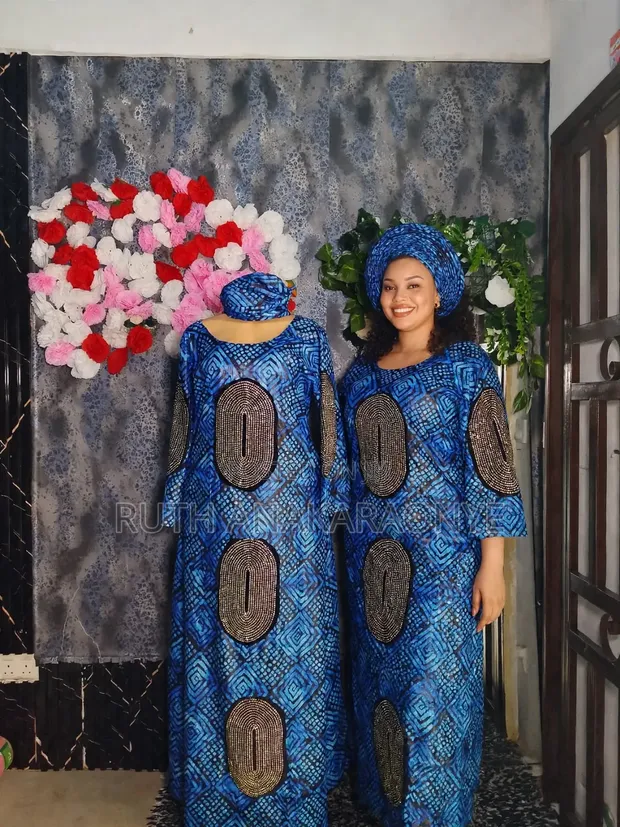 Beautiful Ankara Bubu Long Gown with Scarf - 1