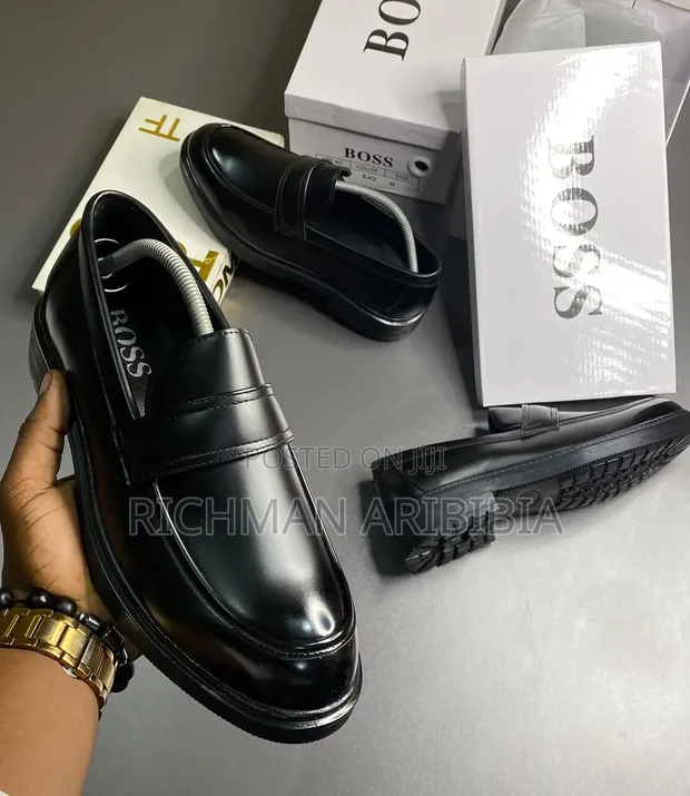 Men's Premium Leather Penny Loafers - Black & Brown - 1