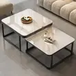 Modern 2-in-1 Grey Marble Nesting Coffee Table Set - 3