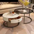 Modern 2-in-1 Grey Marble Nesting Coffee Table Set - 4