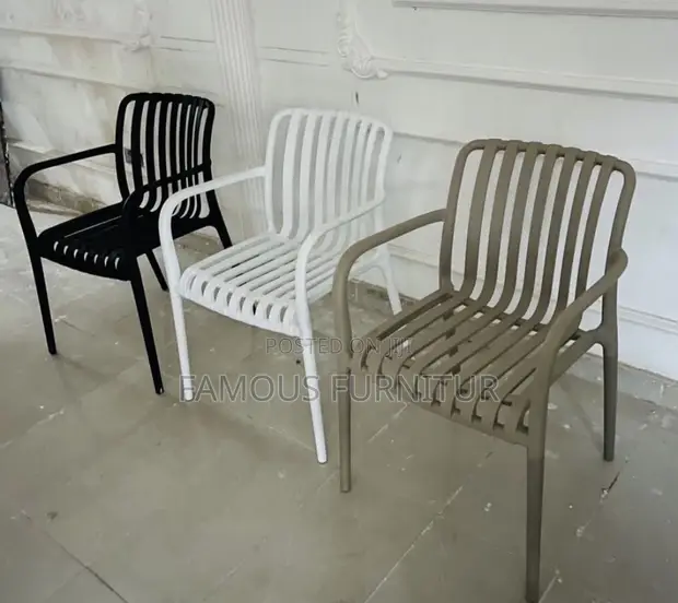 Modern Outdoor Slatted Armchairs - Fiber/Plastic - 1