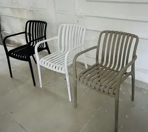 Modern Outdoor Slatted Armchairs - Fiber/Plastic
