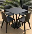 Modern 4-Seater Outdoor Dining Set - Square Black Table - 2